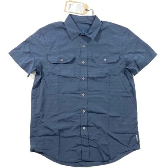 New Prana Mens Nautical Blue Short Sleeve size XS - Picture 1 of 7